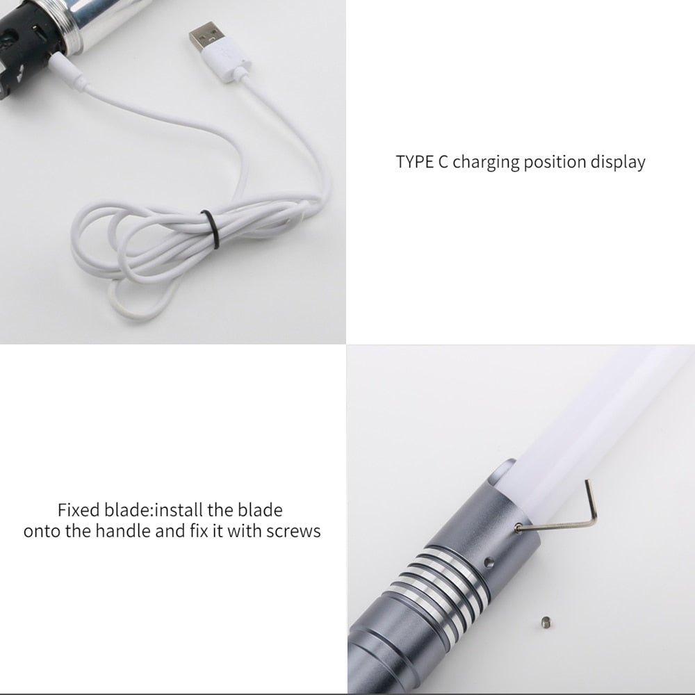 RGB Metal Laser Sword Saber | Sound Effect Light Stick | 14-Color Changes